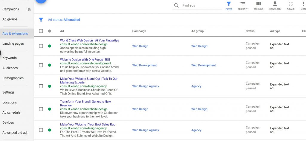 xoobo adwords ad copies