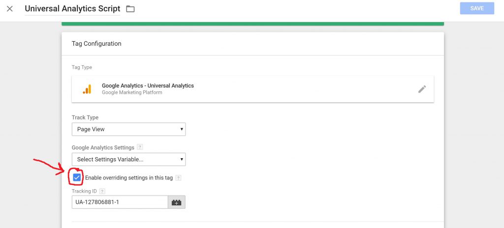 Google tag manager tracking id