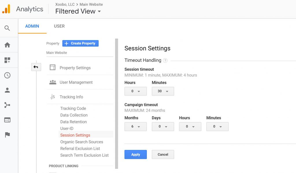 google analytics session timeout