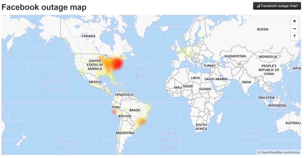 Facebook outage map