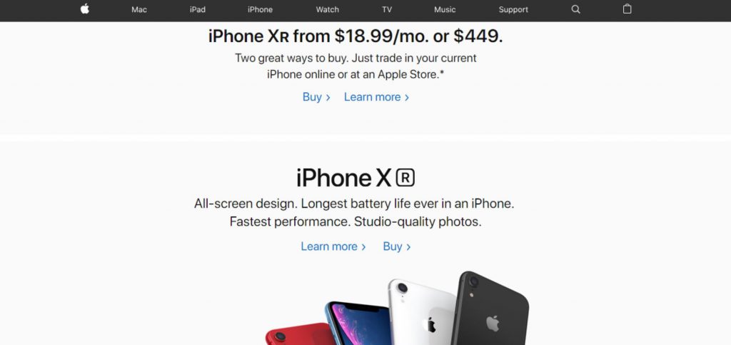 A screenshot of Apple's homepage.