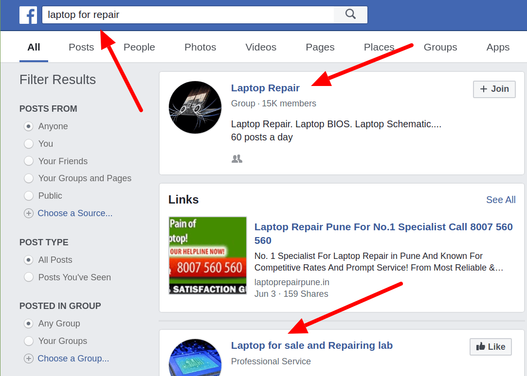 Business Name on Facebook